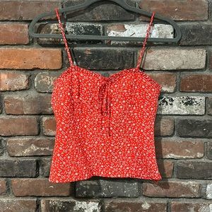 NWT Zara tank top, red, white floral detail